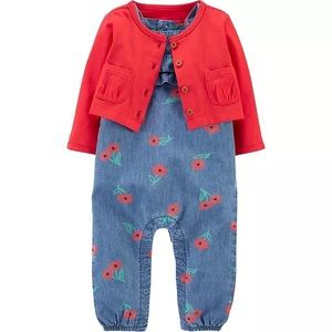 Carters overalls romper denim chambray set